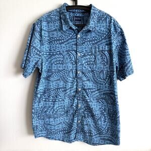 Jack O'Neill Men's XXL Blue Graphic Tribal Print Shirt Short Sleeve Casual